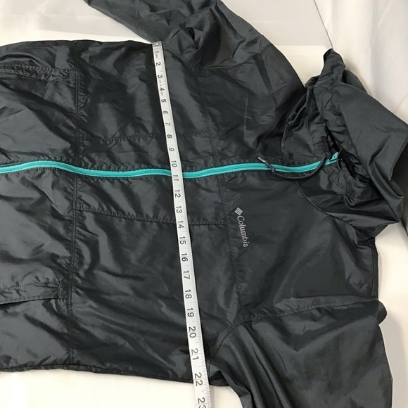 Columbia Lightweight Hooded Rain Jacket Windbreaker Black L - Picture 5 of 8